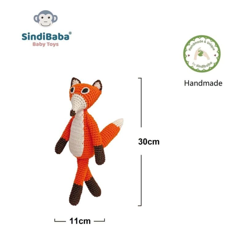12173-Gehakeltes-Kuscheltier-Fuchs-FRED-Abmessungen 12173 - Gehäkeltes Kuscheltier Fuchs FRED - Abmessungen