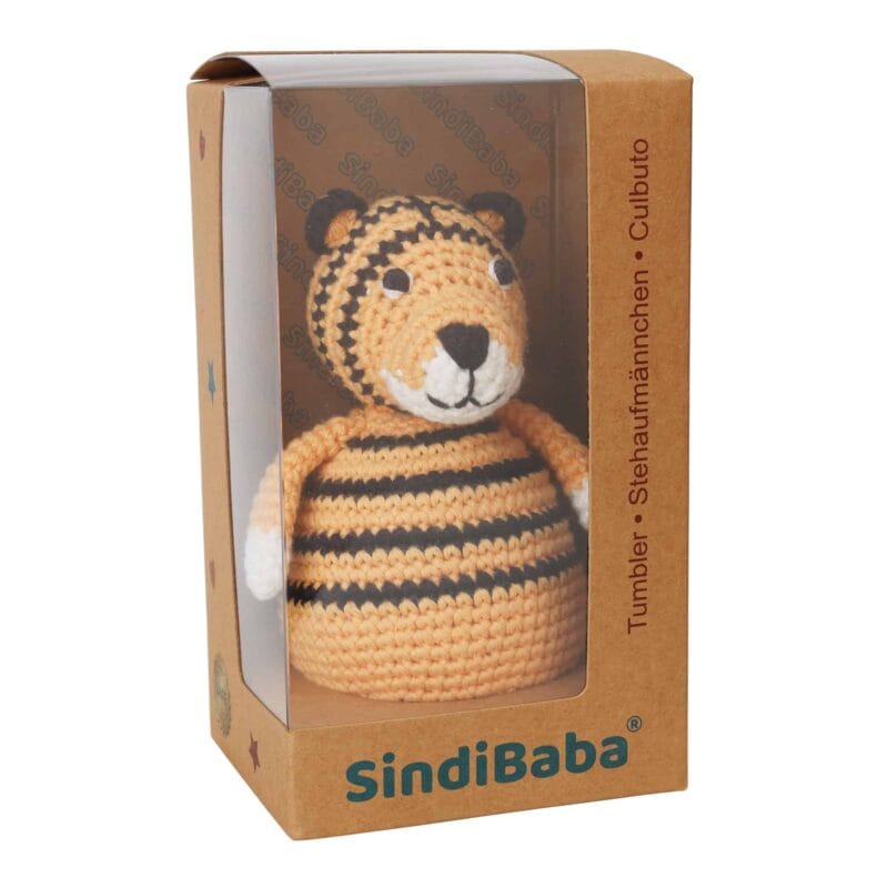 12304-Gehaekeltes-Stehaufmaennchen-Tiger-TONI-in-Geschenkverpackung Gehäkeltes Stehaufmännchen Tiger TONI - in Geschenkverpackung