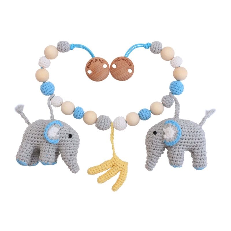 12325-Gehaekelte-Kinderwagenkette-Elefant-JUMBO-in-Blau Gehäkelte Kinderwagenkette Elefant JUMBO in Blau