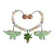 Gehäkelte Kinderwagenkette Dinosaurier DINO in Mint