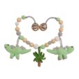 Gehäkelte Kinderwagenkette Dinosaurier DINO in Mint - Rückseite