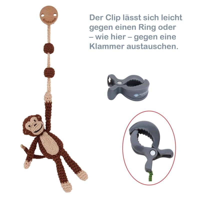 12480-Gehaekelter-Spielbogenanhaenger-Affe-CHARLIE-in-Braun Gehäkelter Spielbogenanhänger Affe CHARLIE in Braun