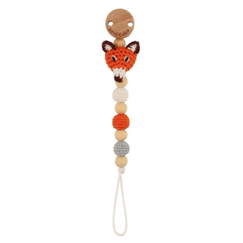 Gehäkelte Schnullerkette mit Namen Fuchs FRED
