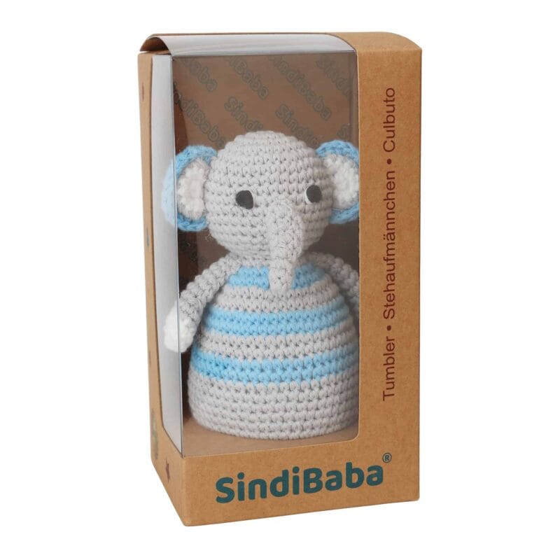 12525-Gehaekeltes-Stehaufmaennchen-Elefant-JUMBO-in-Blau-in-Geschenkverpackung Gehäkeltes Stehaufmännchen Elefant JUMBO in Blau - in Geschenkverpackung