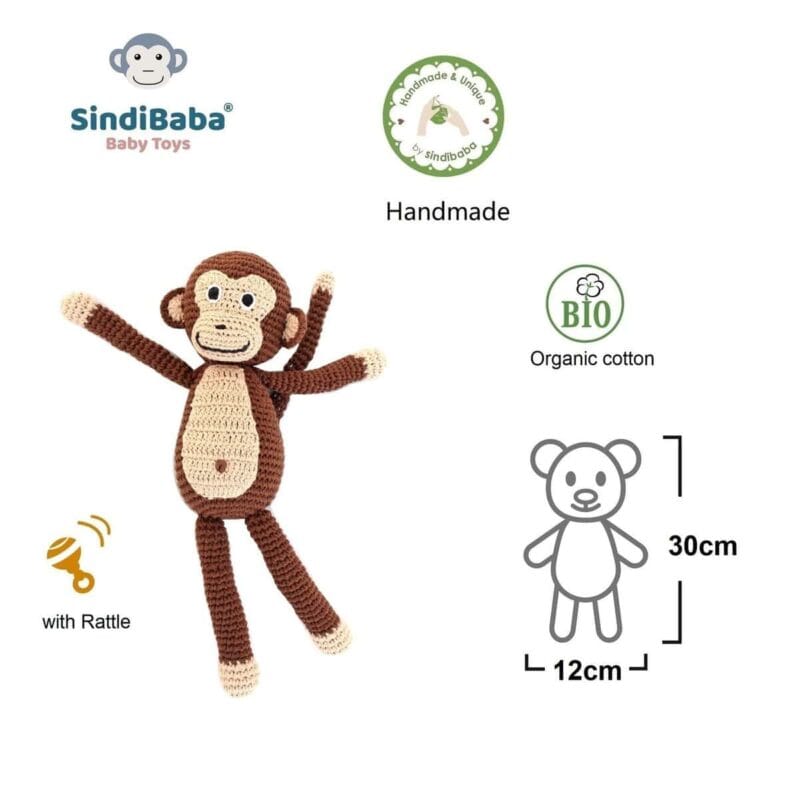 12534-Gehakeltes-Kuscheltier-Affe-CHARLIE-Bio-Mase Gehäkeltes Kuscheltier Affe CHARLIE Bio - Maße