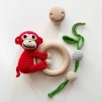 3in1 Hängespielzeug & Babyrassel Affe CHARLIE rot - Einzelteile
