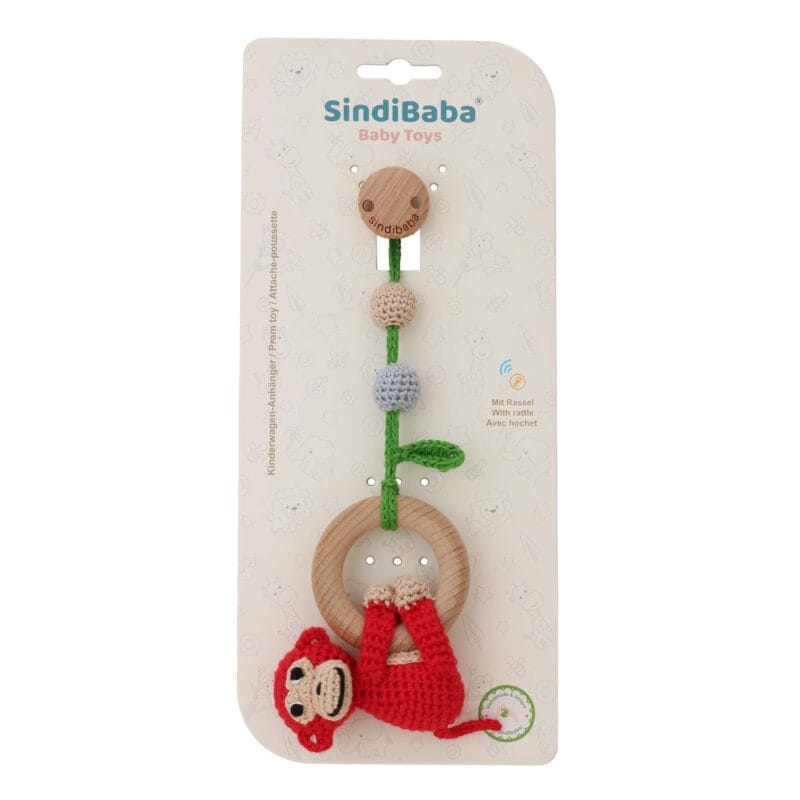 12543-3in1-Haengespielzeug-Babyrassel-Affe-CHARLIE-rot-Verpackung 3in1 Hängespielzeug & Babyrassel Affe CHARLIE rot - Verpackung