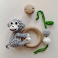3in1 Hängespielzeug & Babyrassel Affe CHARLIE grau - Einzelteile