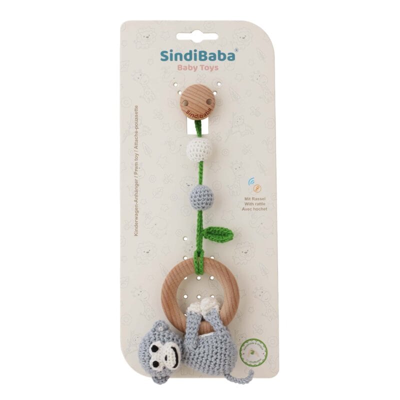 12544-3in1-Haengespielzeug-Babyrassel-Affe-CHARLIE-grau-Verpackung 3in1 Hängespielzeug & Babyrassel Affe CHARLIE grau - Verpackung