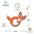 Infografik zur Ringrassel Fuchs FRED mit Maßangaben sowie Material- und Qualitätsinformationen