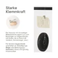 Holzclip demonstriert hohe Klemmkraft durch aufgehängtes Gewicht.