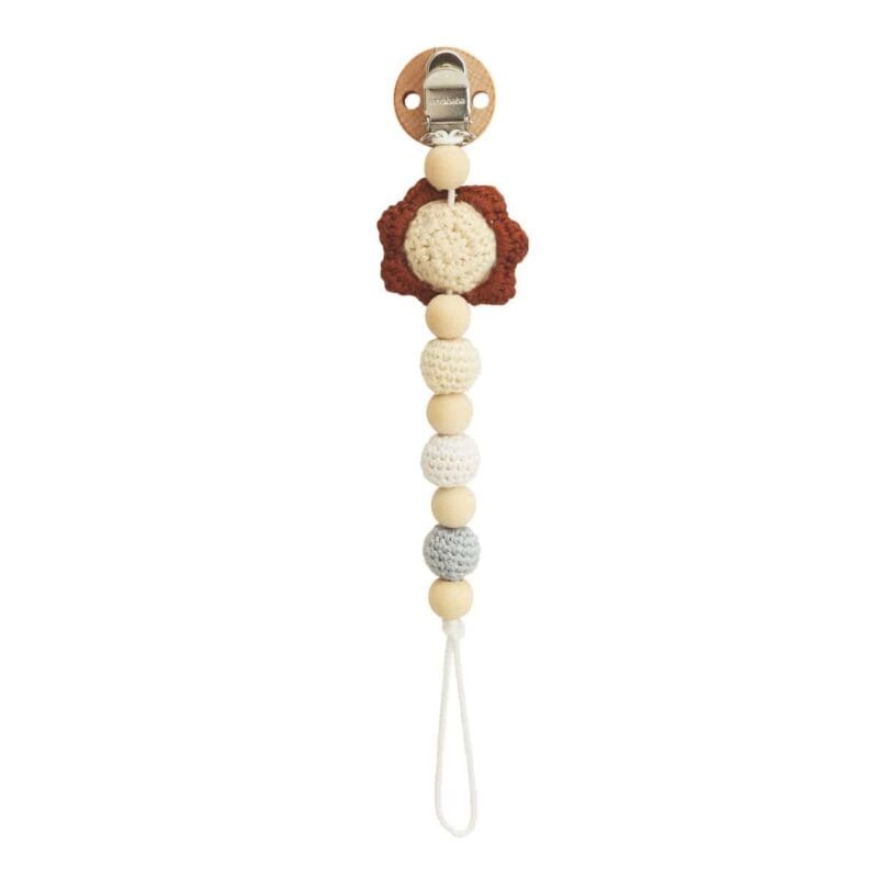 12601-Gehaekelte-Schnullerkette-Loewe-LEON-rueckseitig 12601 - Gehäkelte Schnullerkette Löwe LÉON - rückseitig