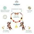 Gehäkelte Kinderwagenkette Affe CHARLIE mit wichtigsten Produkteigenschaften und Icons