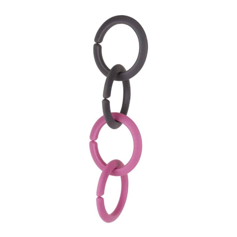 Babyspielzeug Befestigungsringe in Rosa & Grau - 1 Set à 4 Stück
